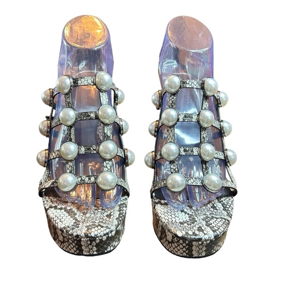 Karl lagerfeld Paris Africa Pearls black white 2 tone snake size 8 - Picture 3 of 11